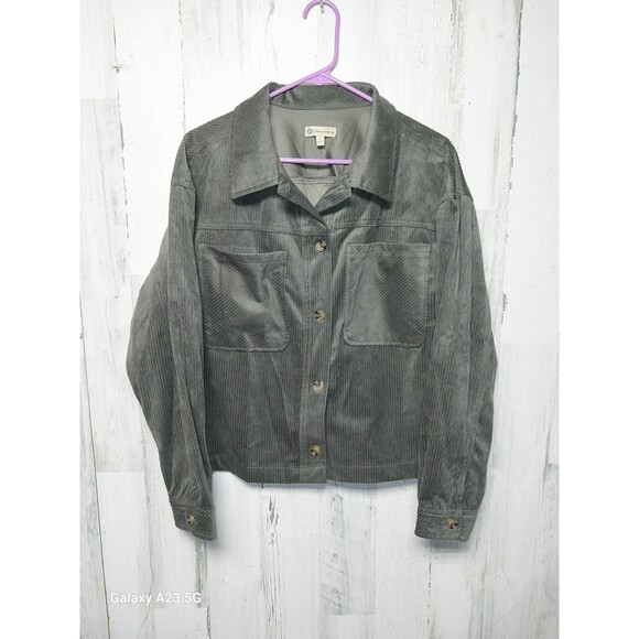 Democracy Jackets & Blazers - Democracy corduroy shirt jacket Green button front womens Large